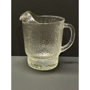 Vintage Indian Glass Water Pitcher Textured Tree Bark 64 oz 8" Tall 4.06 lbs.